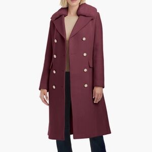 NEW!! Vince Camuto Double-Breasted Plum wool Coat burgundy XS